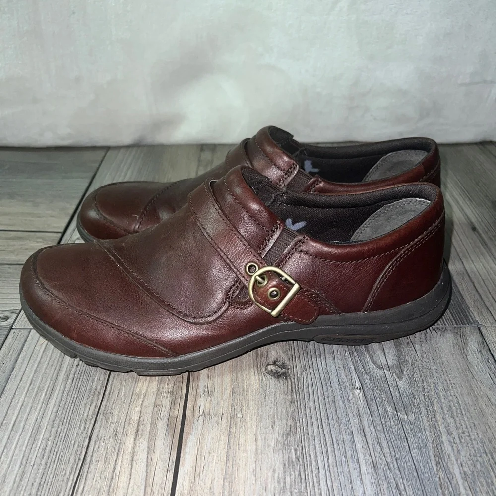 Merrell Women’s Woodbury Buckle Brown Leather Slip-On size 8.5 Select Grip Shoes - Picture 5 of 8